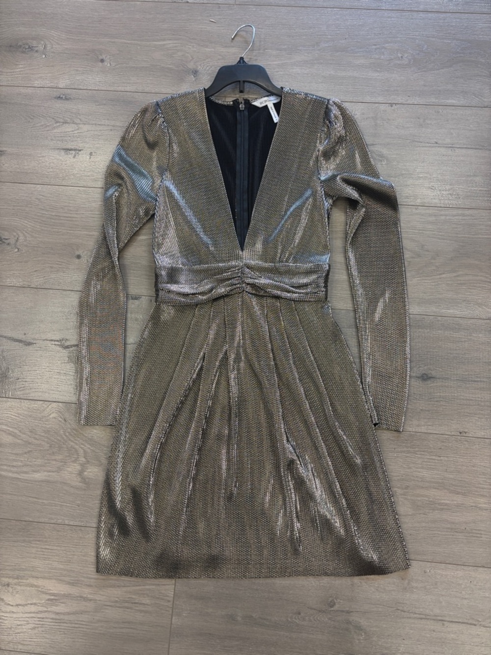 BCBGeneration Metallic V-Neck Party mini Dress